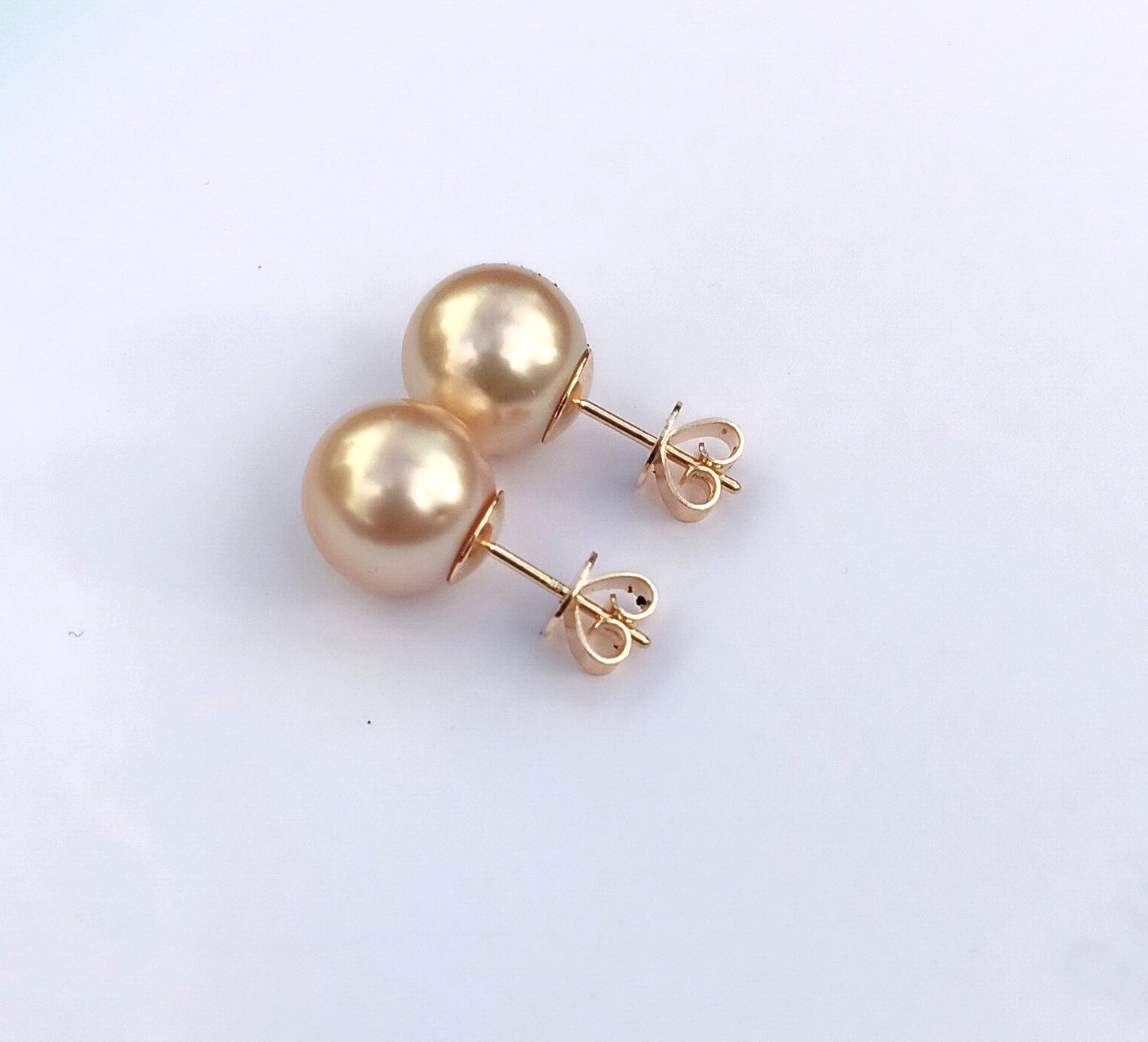 Golden South Sea Pearl Earrings set in 9K Gold