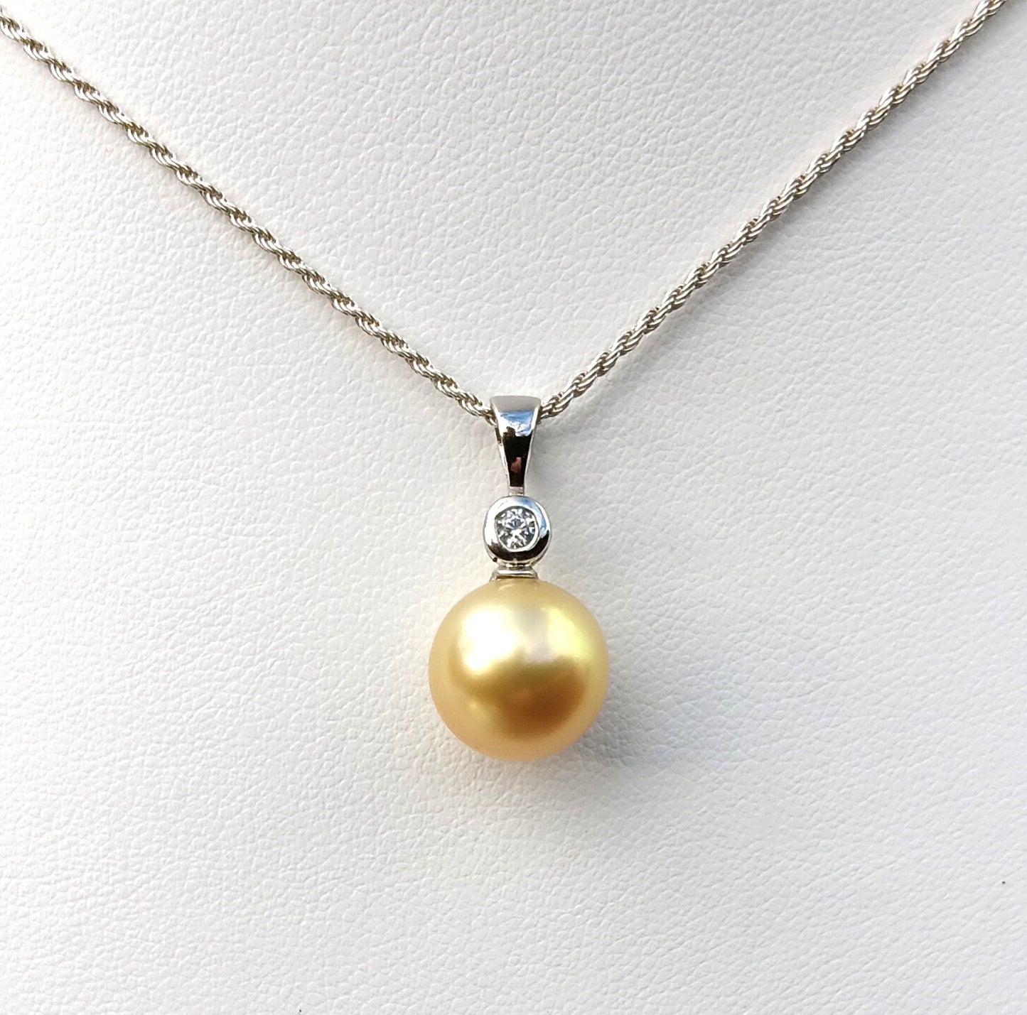 Golden South Sea Pearl Pendant decorated with Cubic Zirconia