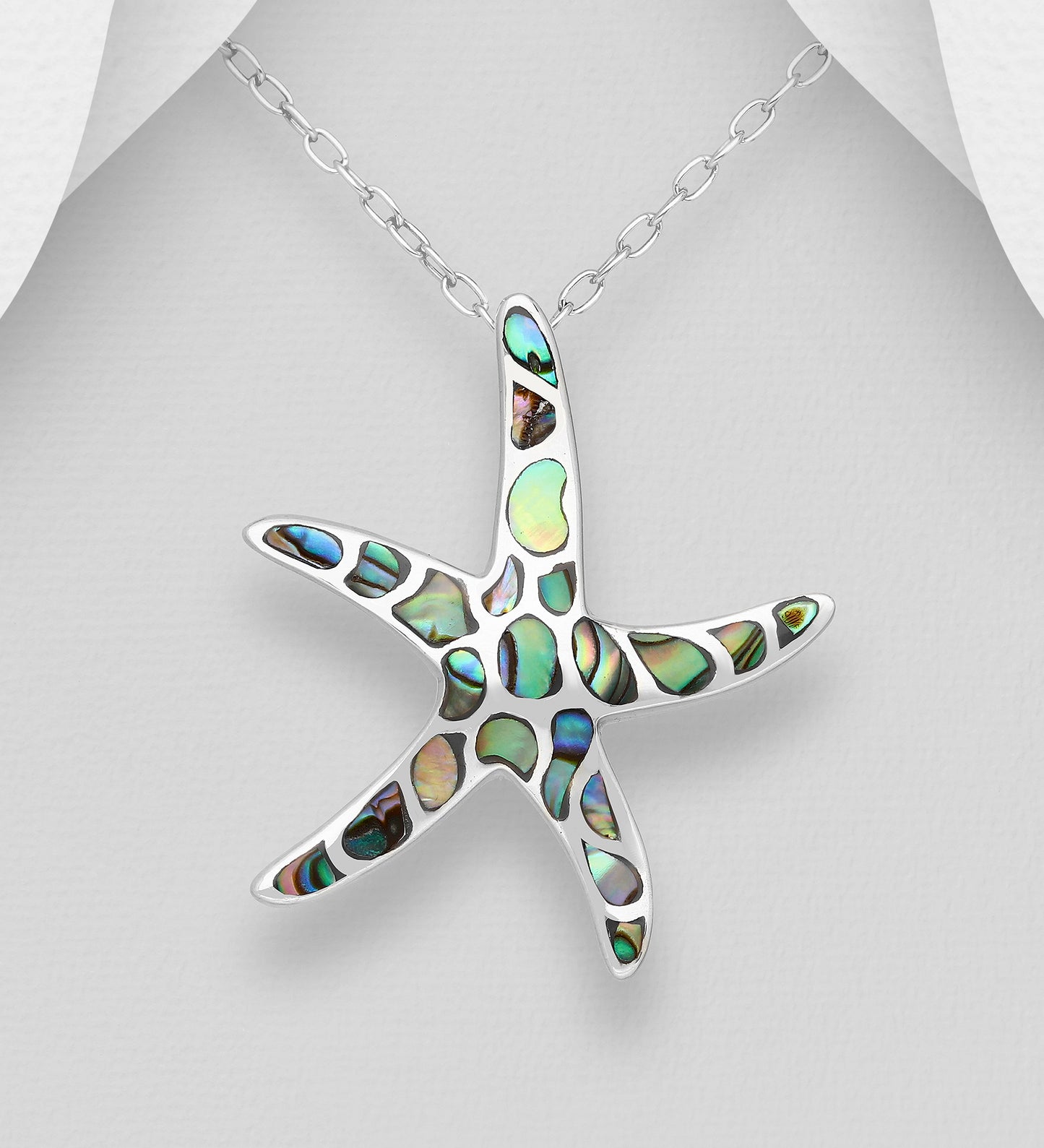 Sterling Silver Starfish Pendant decorated with Abalone shell