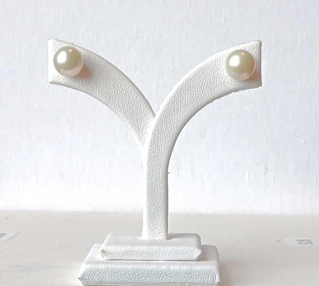 Sterling Silver Push Back Akoya Pearl Earrings