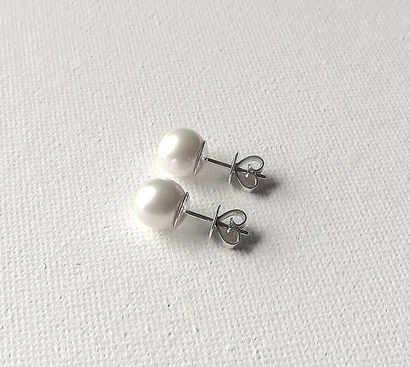 Sterling Silver Push Back Akoya Pearl Earrings
