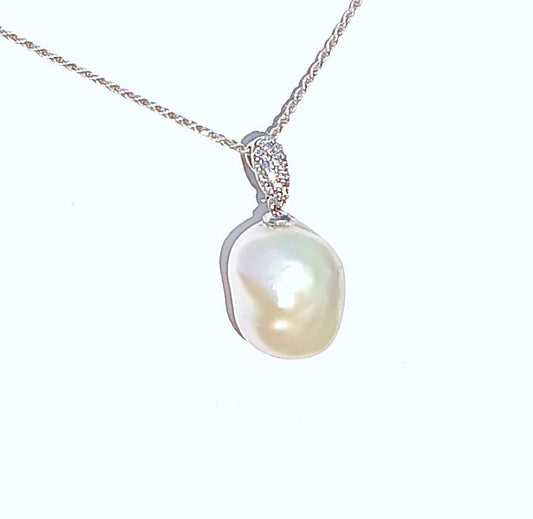 Large Baroque Freshwater Pearl Pendant set in Sterling Silver