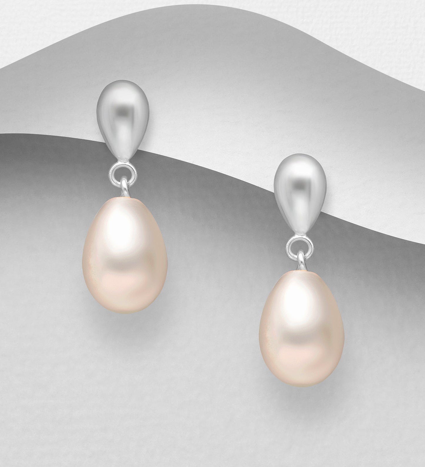 Sterling Silver Push Back Freshwater Teardrop Pearl earrings