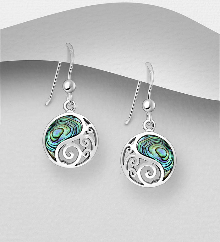 Sterling Silver Zen Earrings decorated with Abalone shell