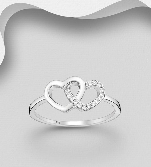 Sterling Silver Heart  Ring with Cubic Zirconia