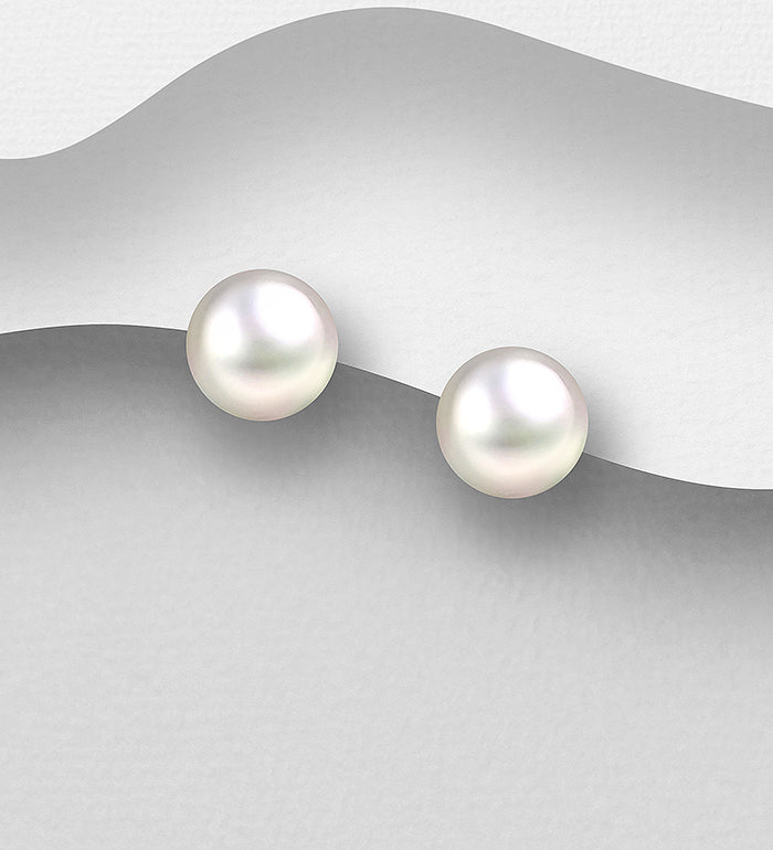 Sterling Silver Push Back Freshwater Pearl Earrings